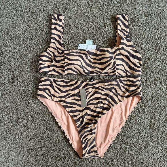 J. Crew Other - J. Crew NWT Squareneck High Waisted Zebra Plus Bikini Set Size 2X